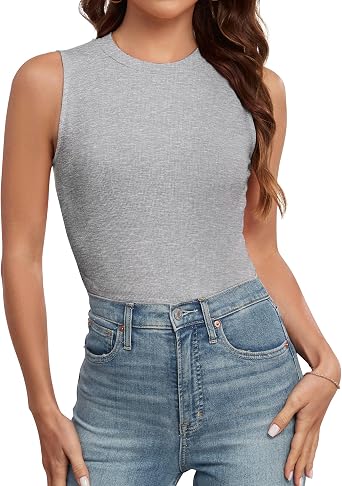AUHEGN Tank Tops for Women Summer Sleeveless Racerback Casual Basic Ribbed Slim Fitted Shirts