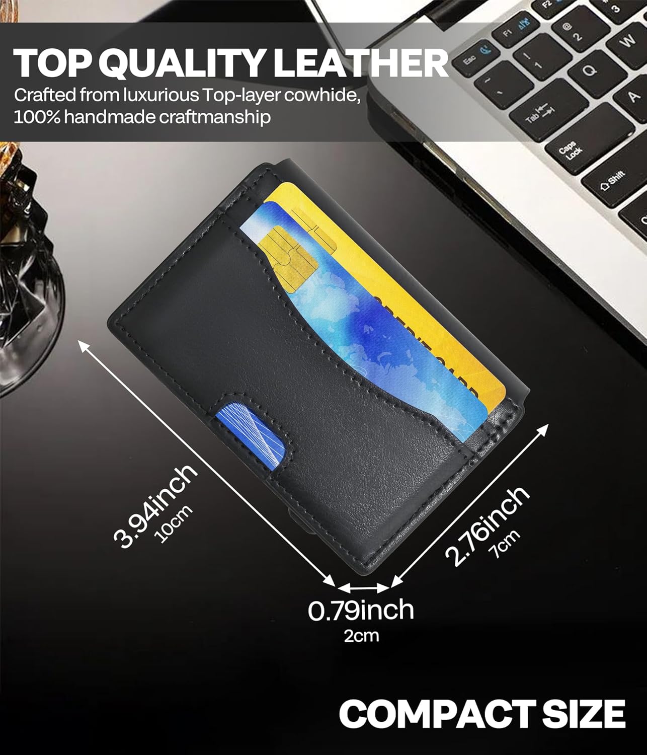 Simple Toggle Wallet for Men,Mens Slim Minimalist Wallet Card Holder,RFID Blocking Smart Pop up Wallet with Money Clip&ID Window,Bifold Metal Compact Wallet, Aluminum Credit Card Case Wallet - Image 6