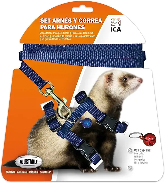 ICA DA972 Frettchenkäfig Set mit Geschirr und Gurt in Blau