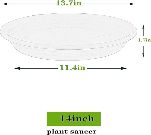 Miniatura 2 de Platillo Bandeja para Macetas de 6, 8, 10, 12, 14, 16, 19, 20 Pulgadas Platillos de Plástico para Macetas de Flores y Bandejas de Goteo para