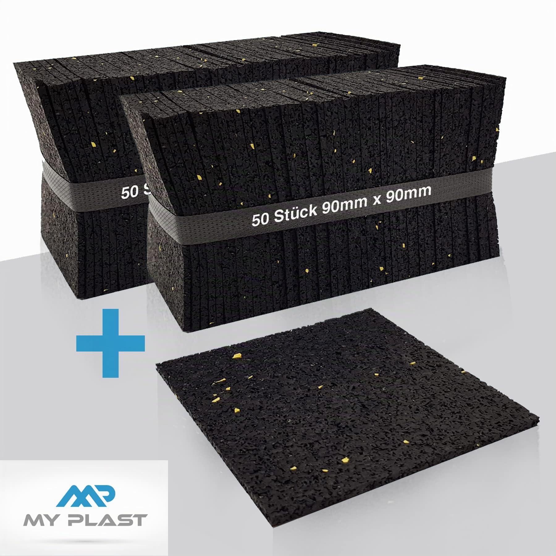 My Plast 90 x 90 x 6mm I 200 pièces I des coussinets pour terrasse I granulés de caoutchouc I terrasse I comme support pour lames de terrasse et dalles de terrasse I comme tapis antidérapant I