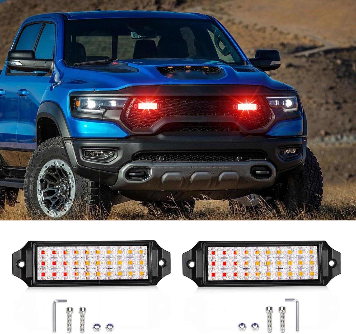 Flush Mount Led Pods,7.5 inch Trailer Tail Lights,Brake Turn Signal Side Marker Lights,Reverse Lights,Surface Mount Clearance Lights of Truck Tractor Pickup (Amber Red-2Pcs)