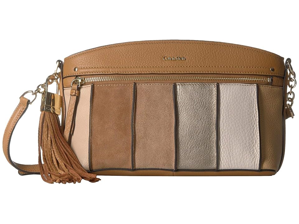 

Calvin Klein Suede Crossbody (Cashew) Cross Body Handbags, Beige