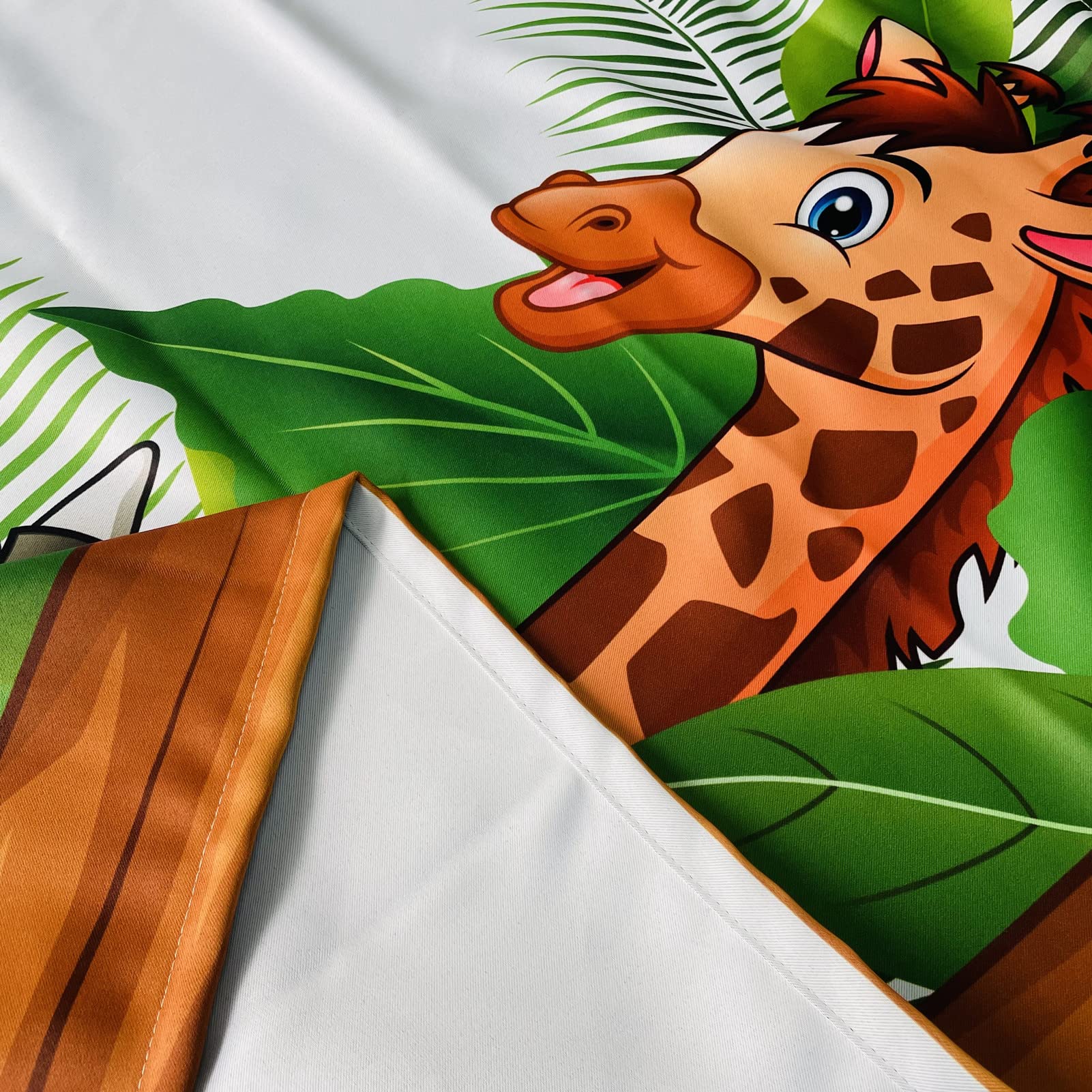 YUANZU enfants rideaux - garçons filles Jungle forêt animaux Zoo motif imprimé oeillet Blackout rideaux pour bébé chambre à coucher salle de jeux 2 panneaux W75cm x D166cm