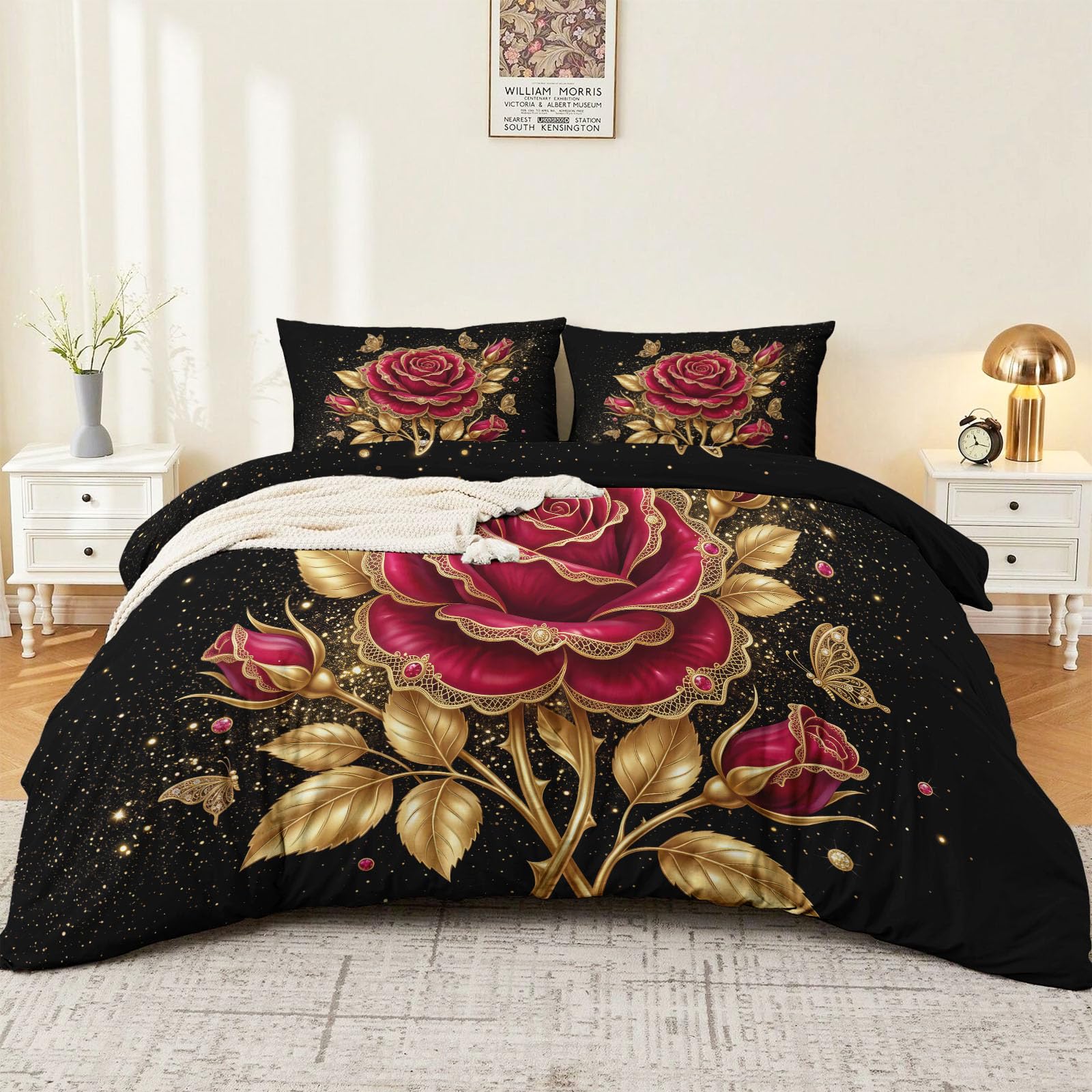 Biancheria da letto in stile vintage, 180 x 200 cm, con chiusura lampo