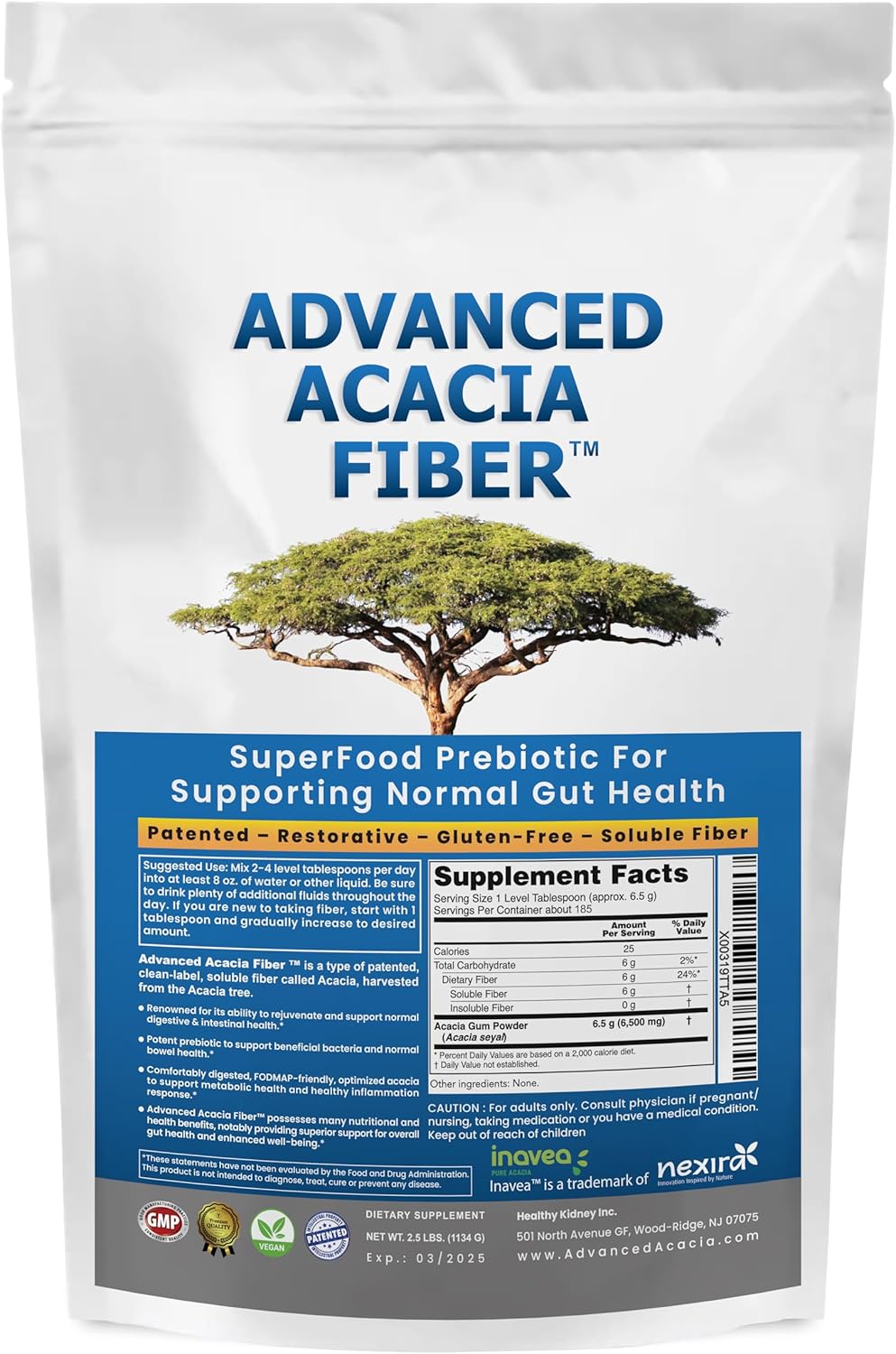 Advanced Acacia Fiber Powder 2.5 Ibs (40oz) Organic Soluble Fiber Leaky Gut Repair Powder. Natural Supplement Prebiotic for Gut Repair Advanced Acacia Fiber Powder 2.5 Ibs (40oz) Organic Soluble Fiber Leaky Gut Repair Powder. Natural Supplement Prebiotic for Gut Repair