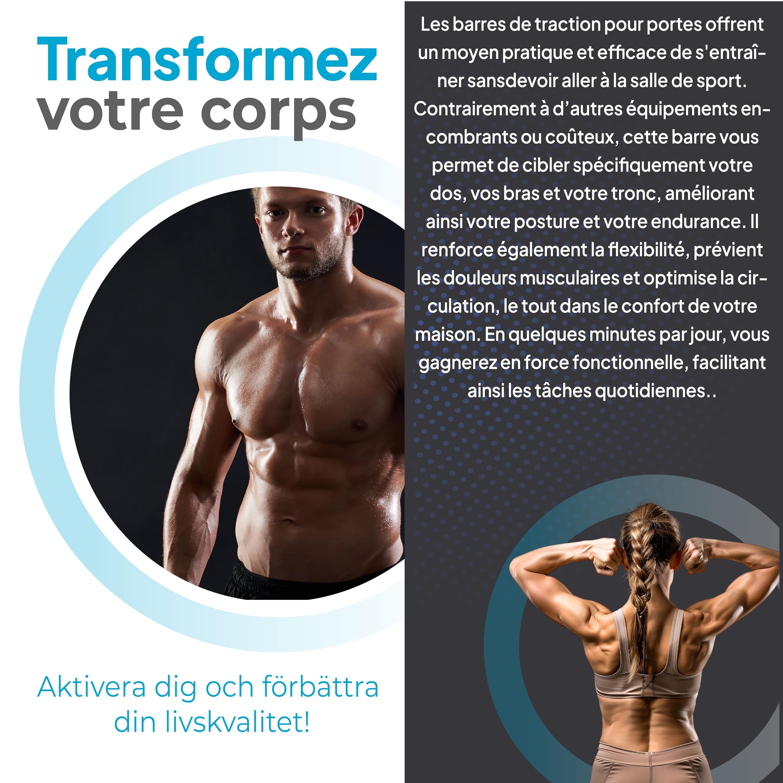 OcioDual Barre Traction Porte Sans Vis + Sangles de Suspension, Barre de Traction Porte, Pull Up Bar Door, Calisthenics Equipment, Boxing, Pliable, Fitness à Domicile