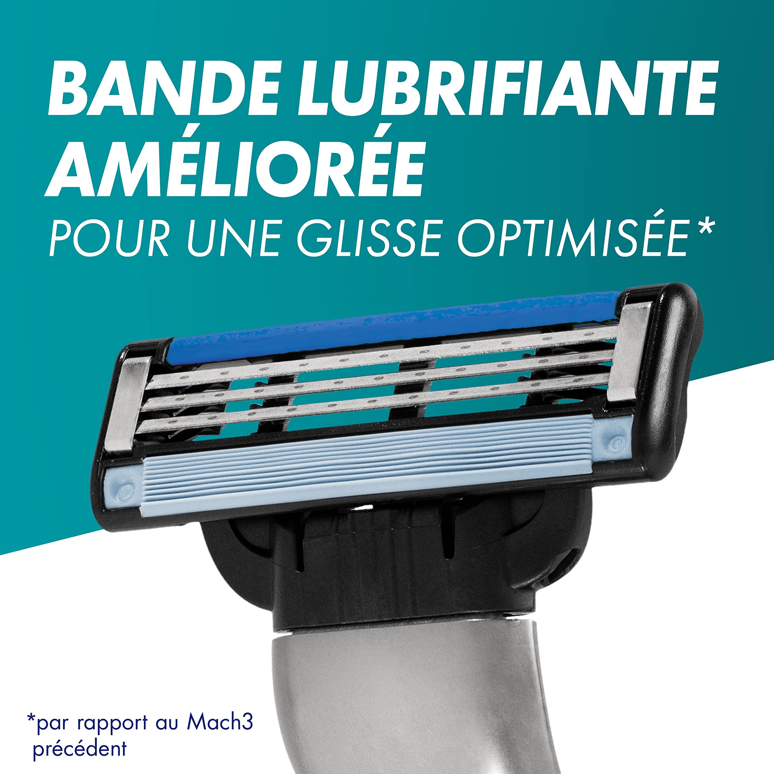 Gillette Rasoir Homme Mach 3, avec 12 Recharges, Noir | Manche Réutilisable, Cartouche à 3 Lames en Acier Inoxydable, Bande Lubrifiante, 1 Cartouche Jusqu’à 15 Rasages