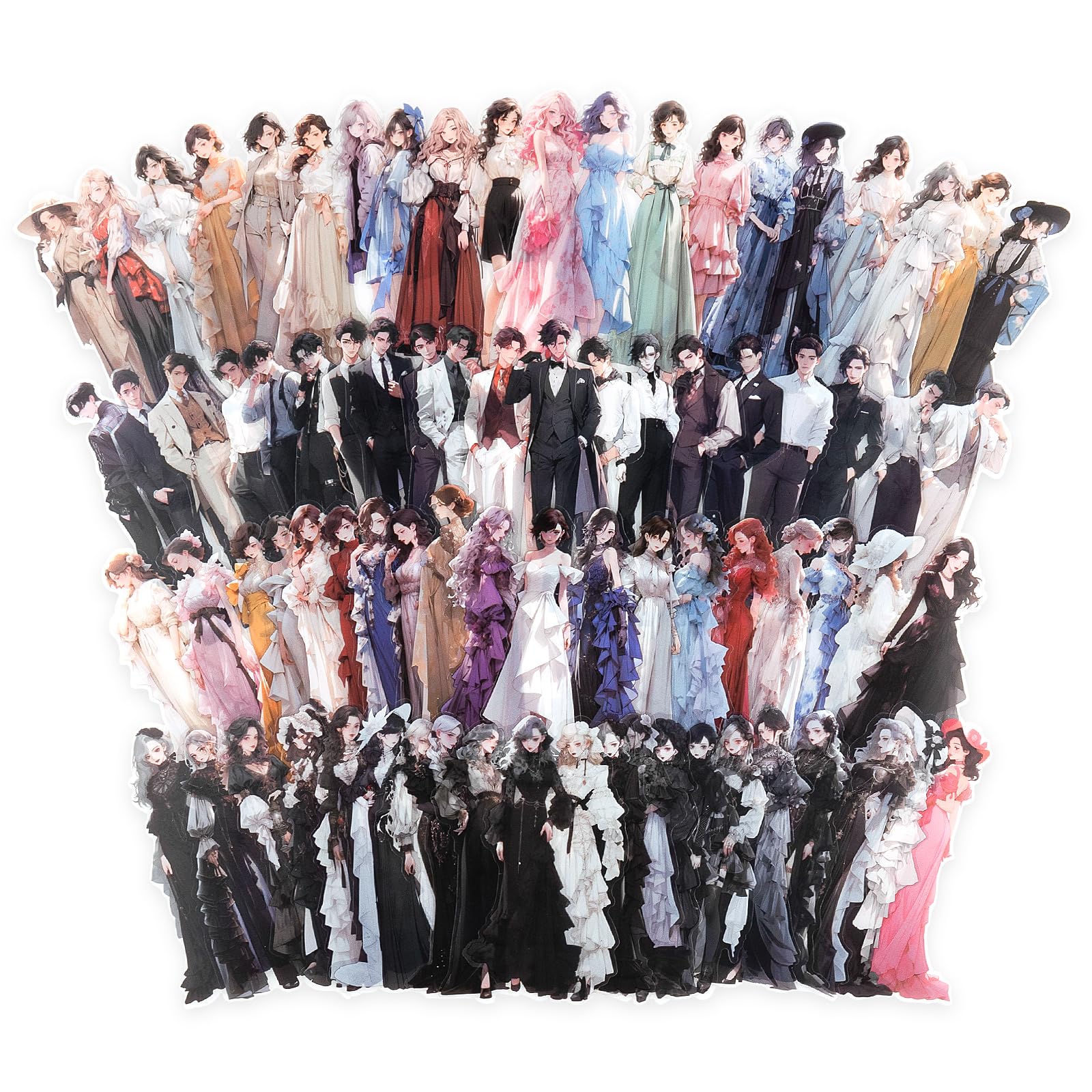DizdkizdScrapbook Stickers Set, 80 Large Vintage Fashion Girl and Gentleman Transparent Sticker for Journaling Scrapbooking Junk Journal Craft Projects