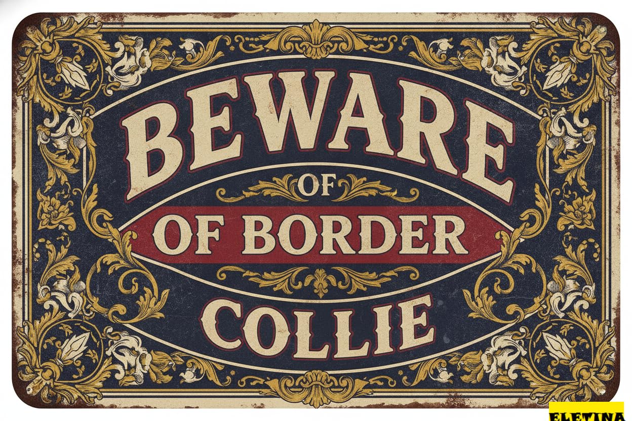 Tin Sign for Man Cave Halloween Yard S Beware Of Yard Beware Of Border Collie Metal Car Accessories S Home Metal Funny Si (color : Decor A, Size : 8x12 In) Private Property Decorative