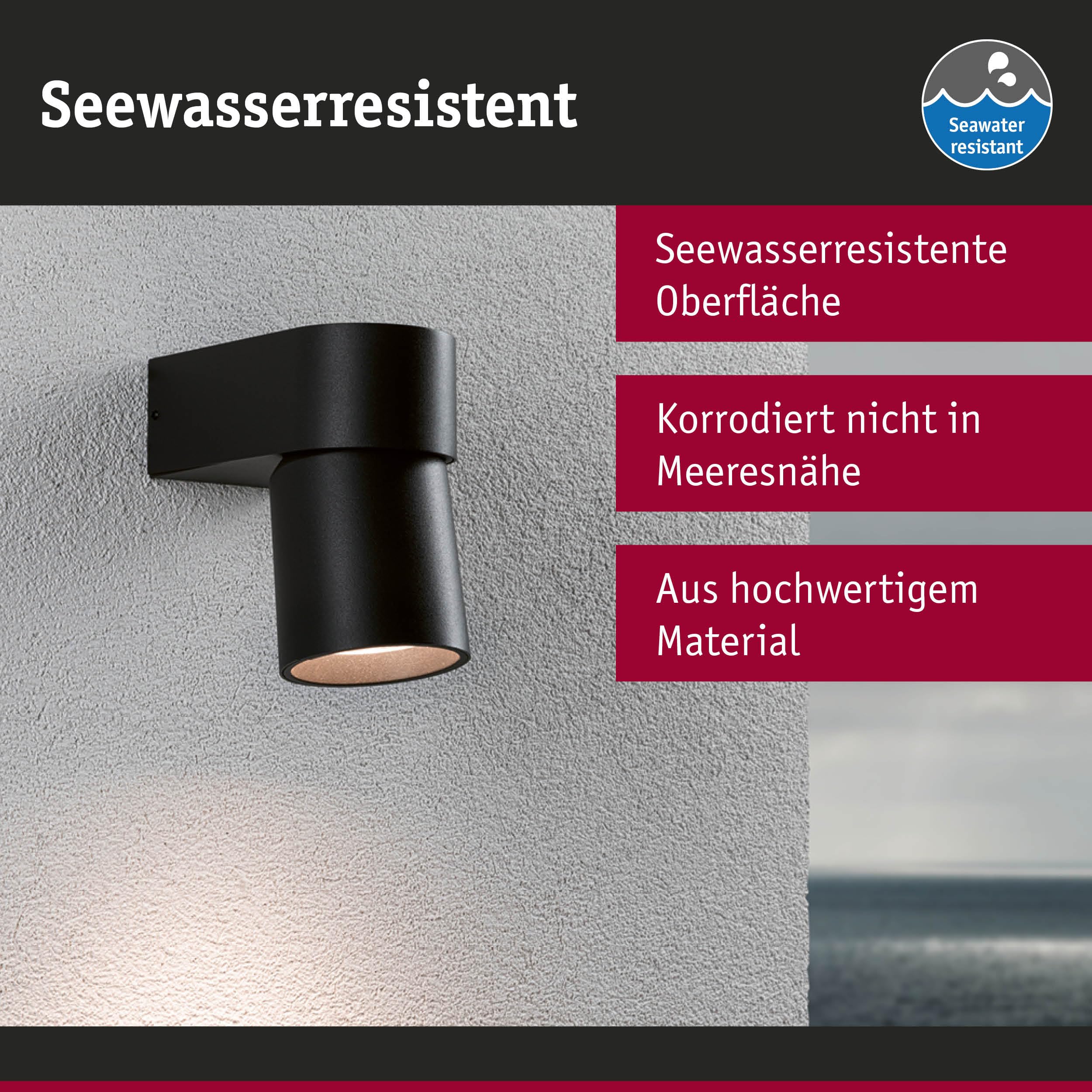 Paulmann 94820 LED Außenwandleuchte Kimu IP44 80mm 3000K 8W 500lm 230V 70° Anthrazit Aluminium Außenleuchte