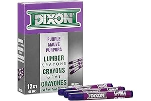 Dixon Industrial Lumber Marking Crayons, 4.5" x 1/2" Hex, Purple, 12-Pack