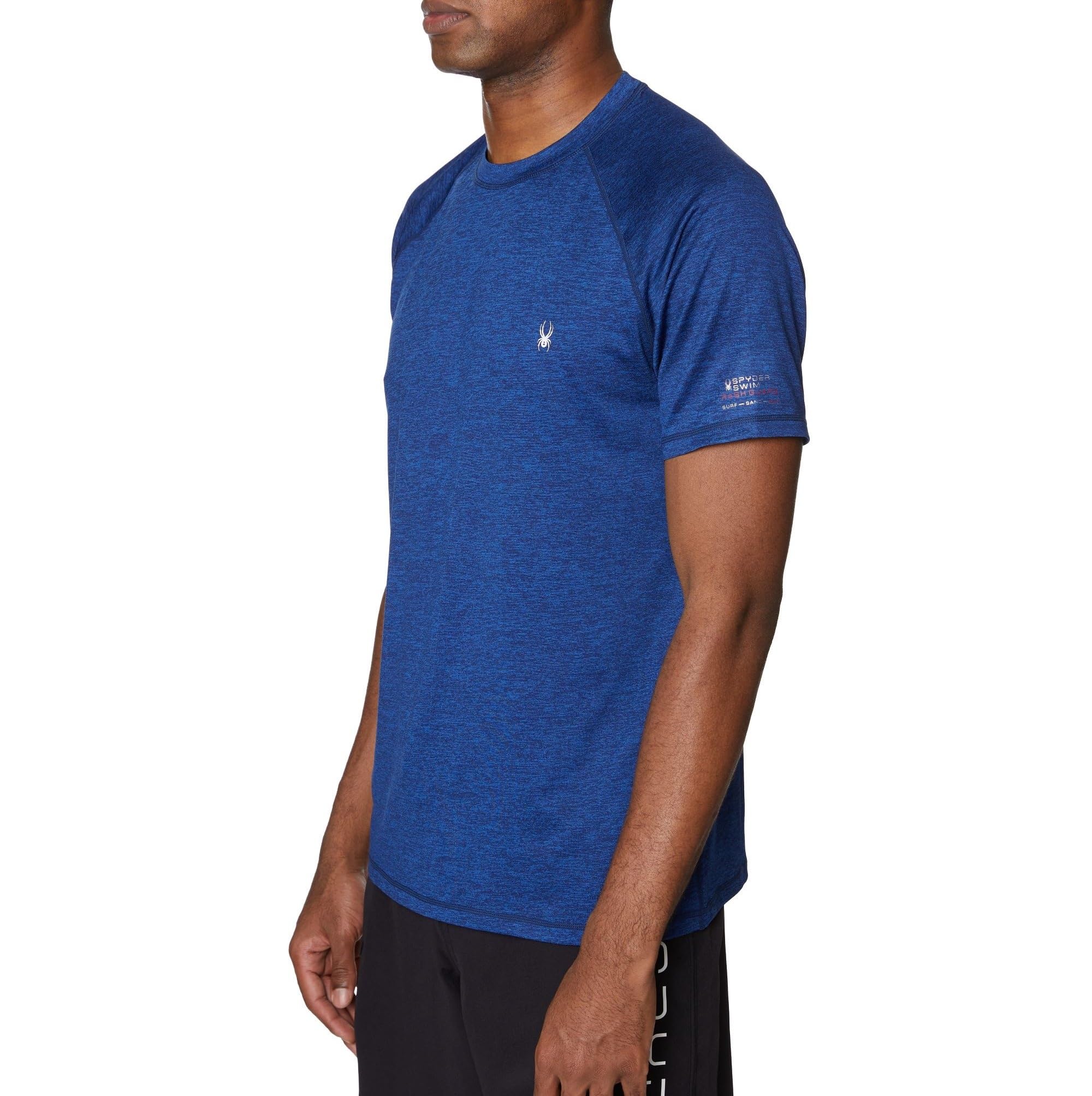 Spyder Heather Short Sleeve Rashguard – UPF+, Quick-Dry, Swim Shirt, Surfing, Hiking Homme