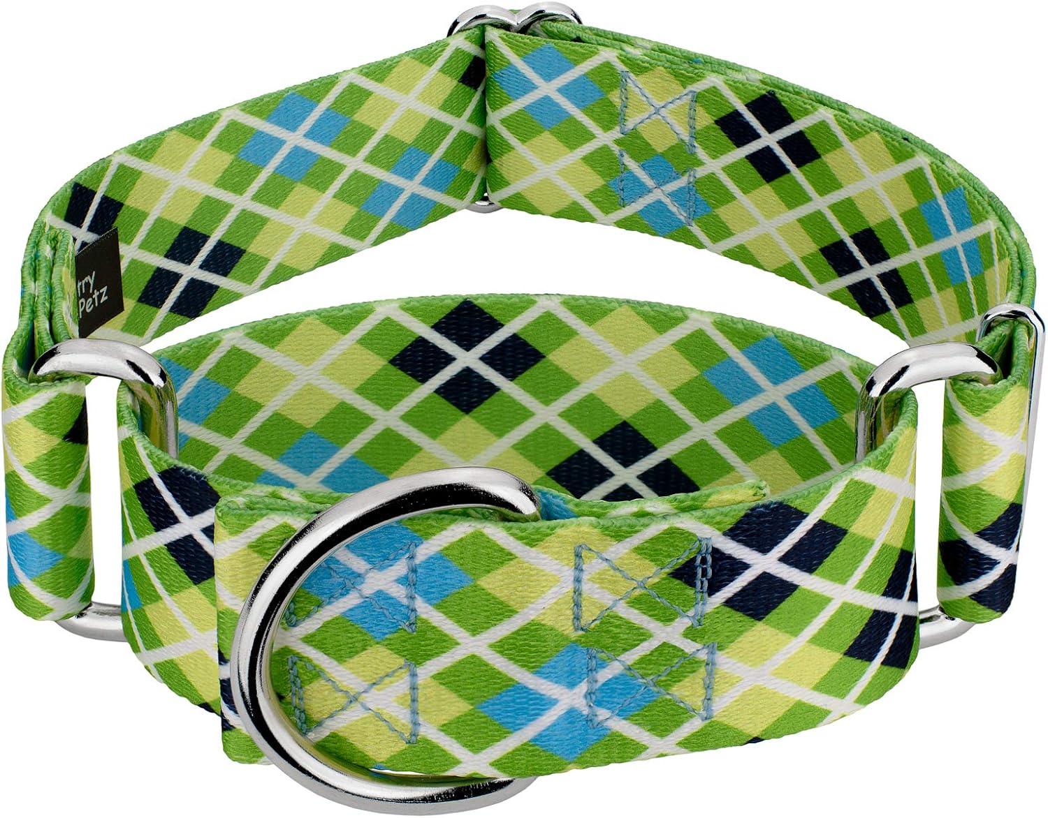 Country Brook Petz - HossFit Jr Wide Martingale Dog Collar - Plaid and Argyle Collection Featuring Charming Designs (Margarita Argyle, Large)