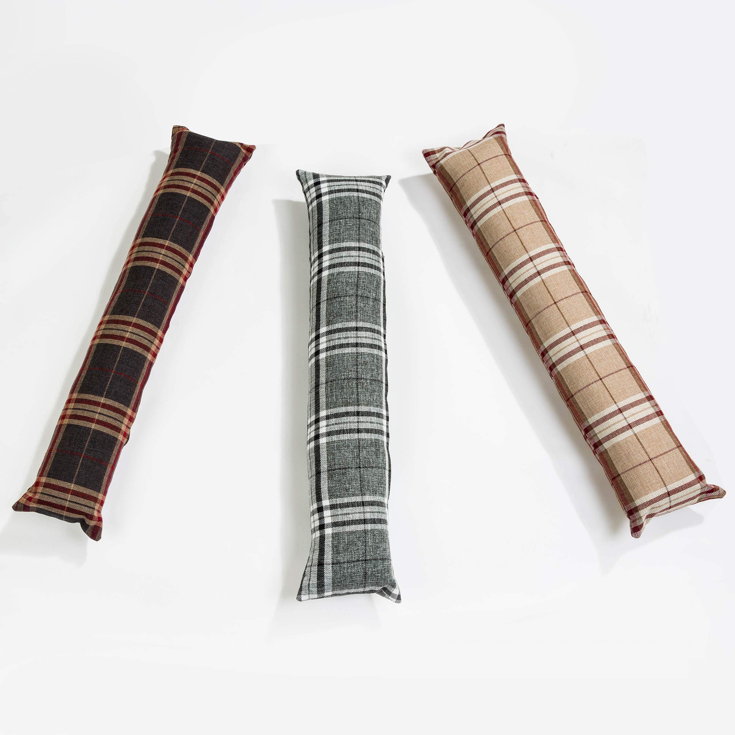 Cna Stores Beige / Red Luxury Woven Tartan Check Draught Draft Excluders With Zipped Removable Covers (Beige/Red)