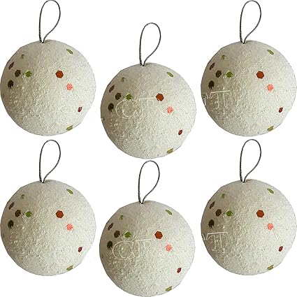 SK Crafts 12 pcs Christmas Tree Decoration Snow White Ball Hanging Ornaments, Christmas Tree Ball Decoration, Christmas Decoration, Christmas Decor Items