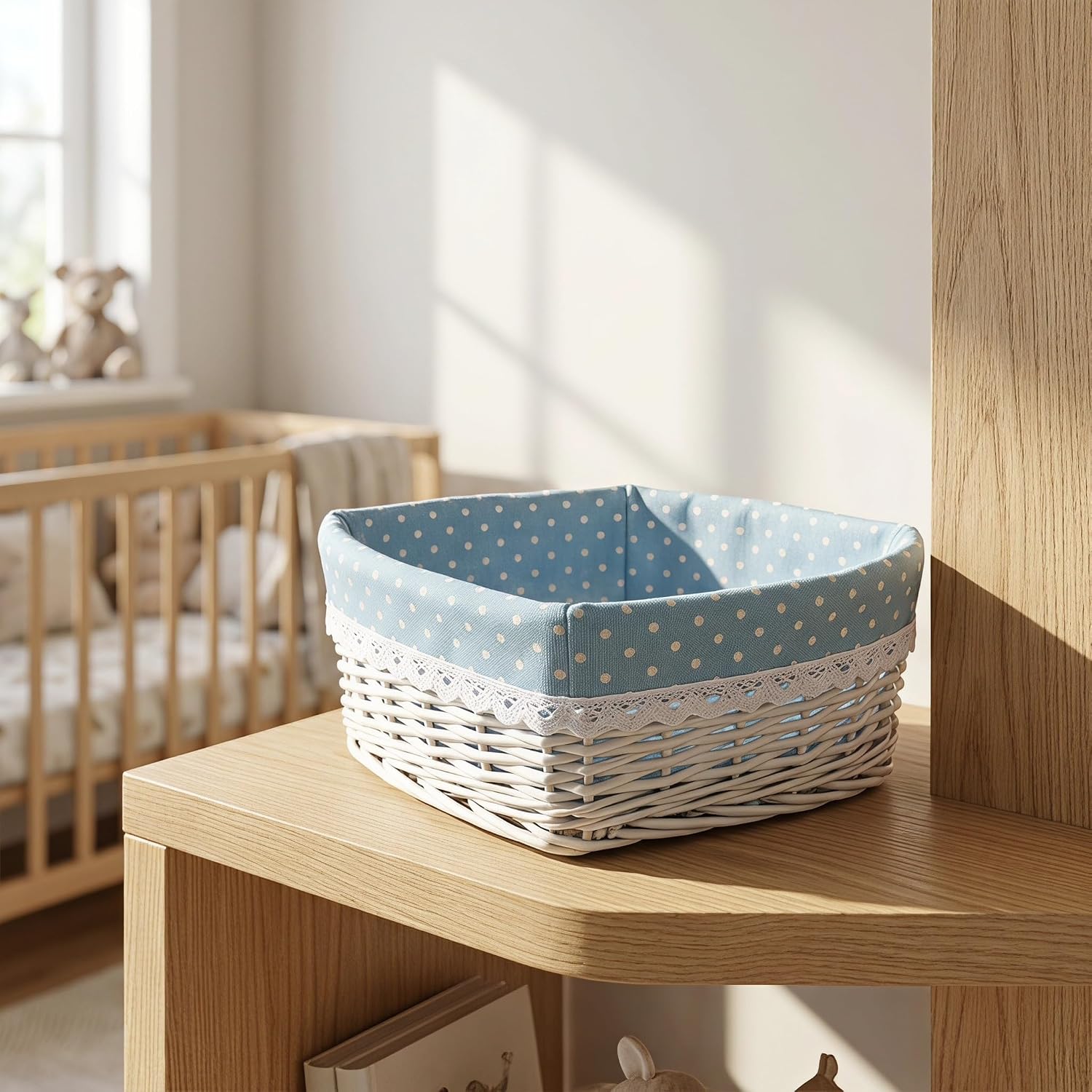 Artibetter Corner Basket Liner: Polka Dots Fabric Liner for Corner Storage Box Bin - 12x9x6" Minimalist Triangle Bin Fabric Insert Lining for Laundry Room Kitchen Bathroom