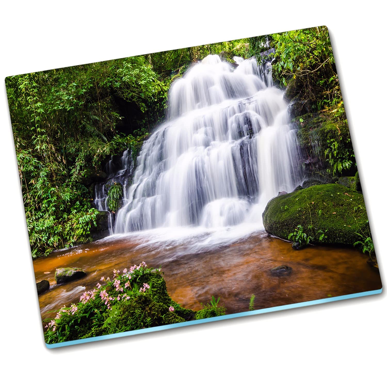Plaque de couverture de poêle 60x52 cm protection éclaboussures verre trempé cascade