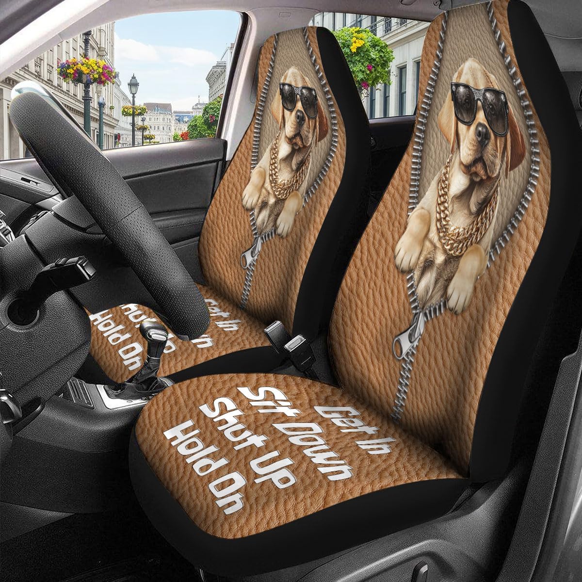 GENANY Funny Labrador Duck Car Seat Covers, 2-Piece Front Seat Set image 3