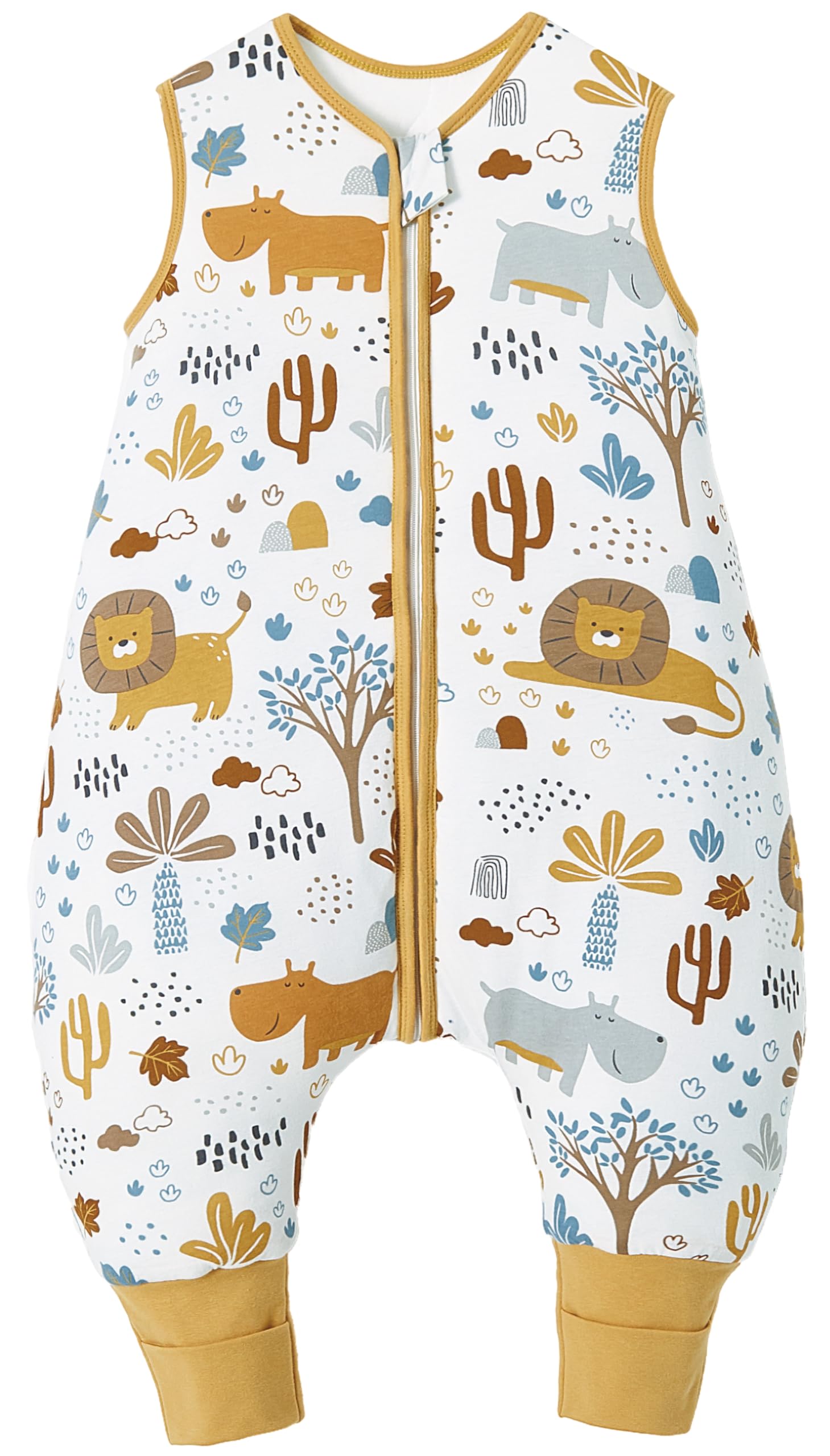 Teechodina Baby Schlafsack mit Füßen 2er Pack 100% Baumwolle 1.5 Tog Kinder Ganzjahres Schlafsack mit Beinen für Jungen Mädchen