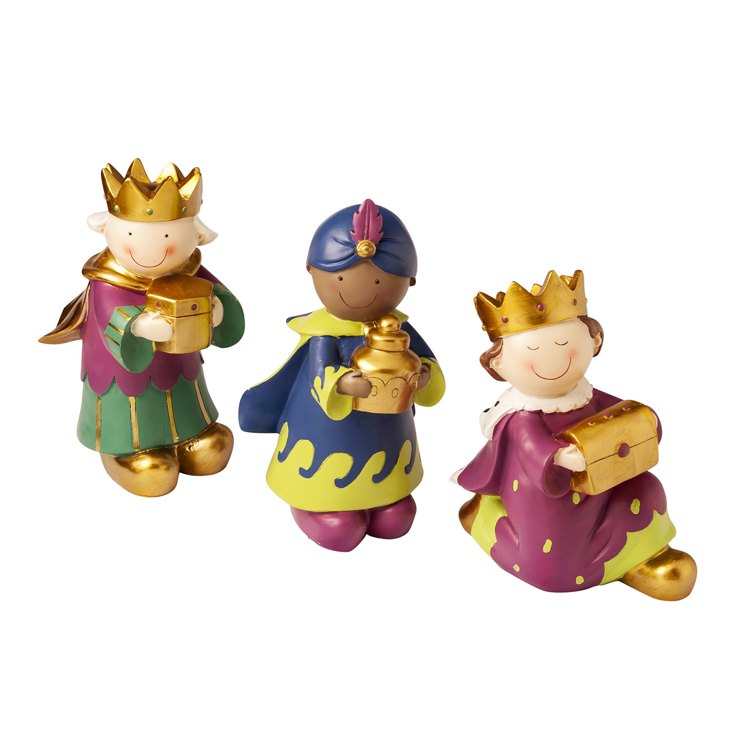Mopec Huchas de los 3 Reyes Magos, Resina, Morado y Azul, 9x15x20 cm, 3 Unidades