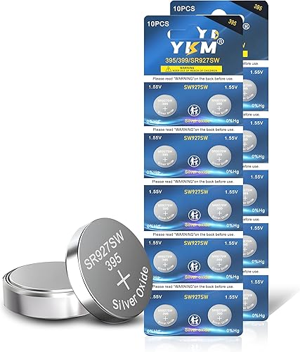 Miniatura 1 de YKM 395 Watch Battery SR927SW 395399 LR927 AG7 HIgh Capacity Silver Oxide 1.55V Button Batteries 20 Pack
