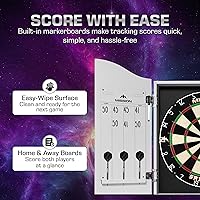 Vista 7 de Mission Darts Gabinete de madera de lujo resistente de la diana, blanco, (CAB011)