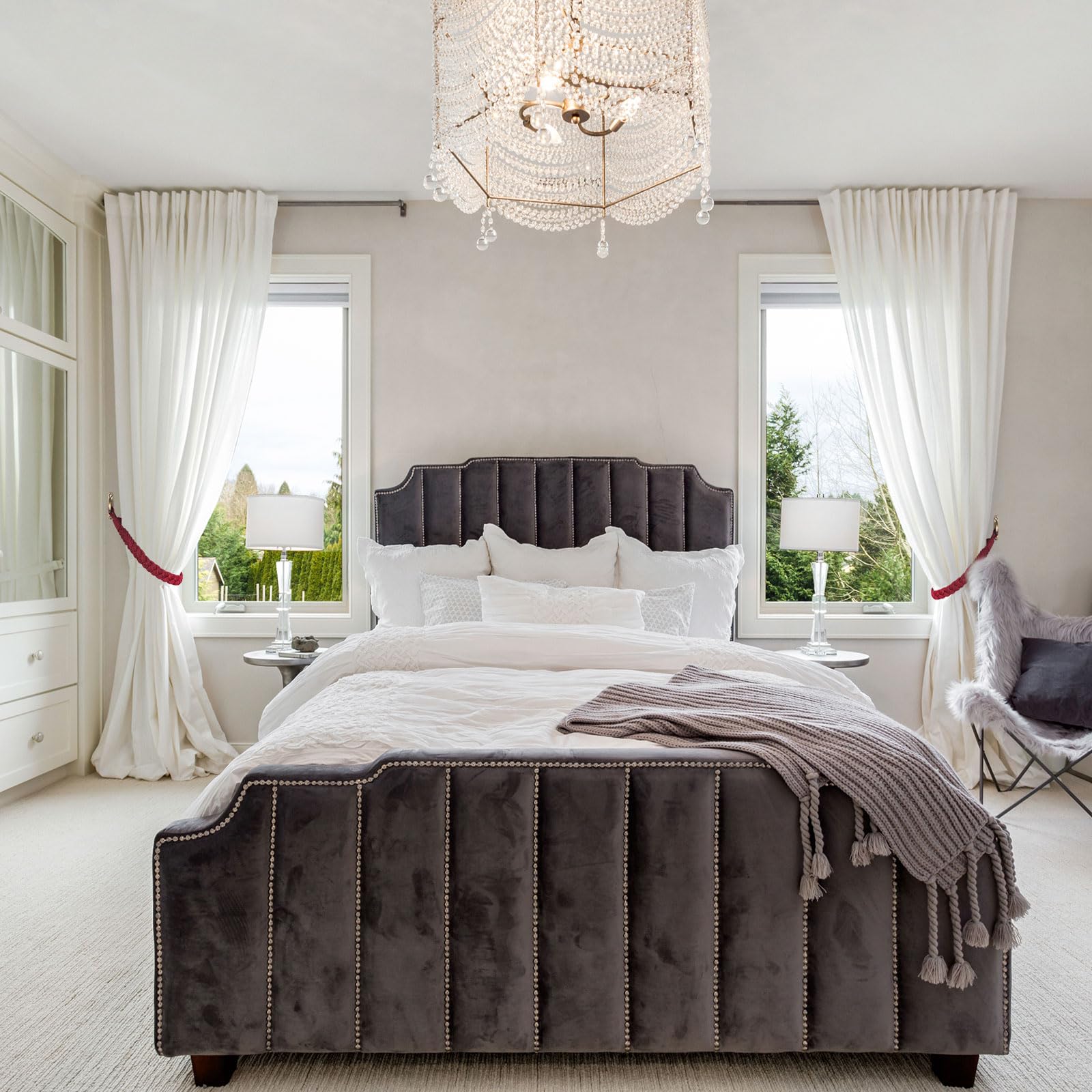 Pretty Jolly Confezione da 4 fermatende in corda di iuta naturale, stile bohémien, stile rustico, decorativi, eleganti fermatenda in corda intrecciata a mano, con gancio in metallo, per casa e ufficio