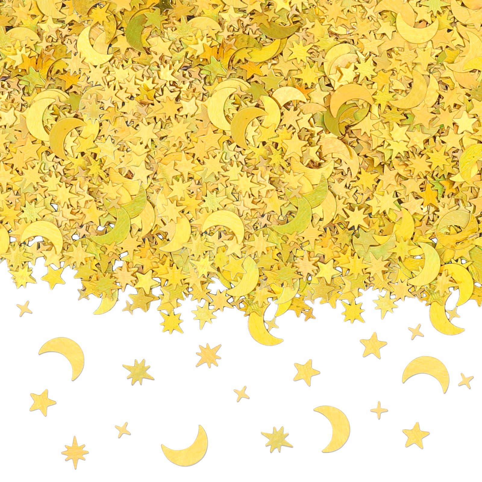 GoldRockGlitter Confetti Stars Gold, Glitter Stars Star Moon Confetti Christmas, Scatter Stars Gold, Confetti Decoration Christmas New Year's Eve, Christmas Confetti Star Decoration, Table Decoration