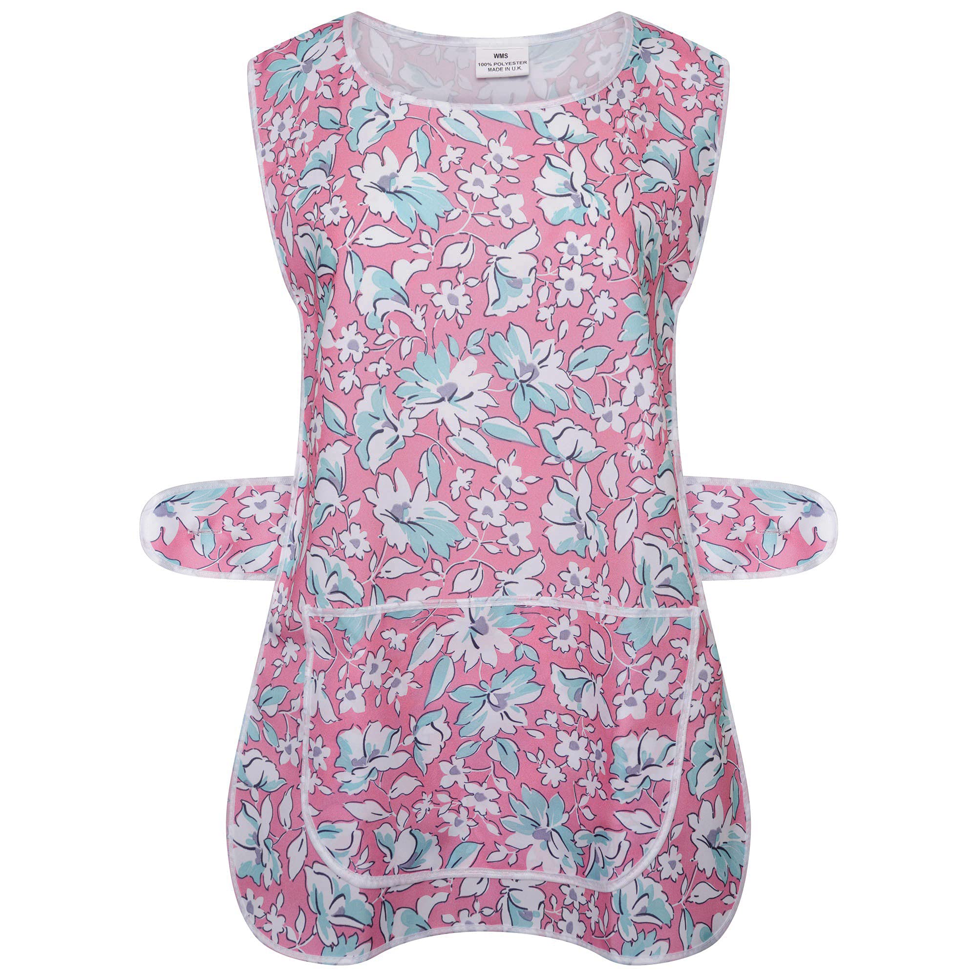 Ace Online Ladies Womens Tabard Floral Home Work Tabards Overall Kitchen Cleaning Apron One Big Pocket (Pink, S)