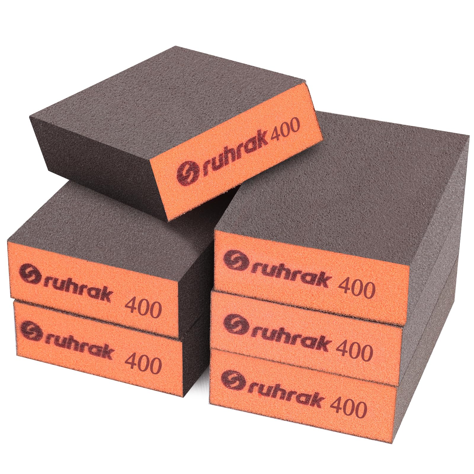 Sruhrak Sanding Block 12 Pieces Hard Sanding Sponges, 400 Grits Wet Dry Reusable Sanding Pads for Wood Plastic, Drywall and Metal Polis