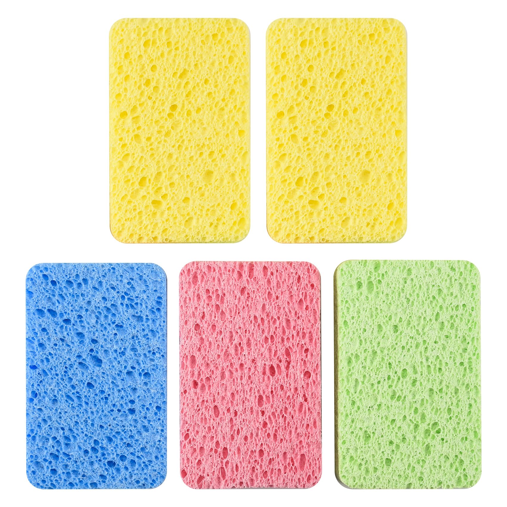 Lizusidtsy Large Cellulose Sponges,Kitchen Sponges for Dish, Duty Scrub Sponges,Non-Scratch Dish Scrubber Sponge for Cookware 5 Pcs