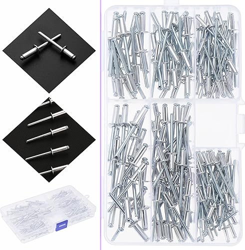 Miniatura 6 de OCR Remaches ciegos de aluminio, 180 unidades, 6 tamaños, remaches de extracción de núcleo, remaches decorativos de acero, mandril, clavos, cúpula