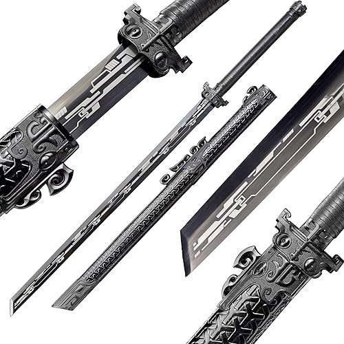 Espada china de acero al manganeso de 44 pulgadas, cuchillo horizontal recto negro, patrón de cable de alimentación (espada diagrama de cable de disponible en Yaxa Colombia