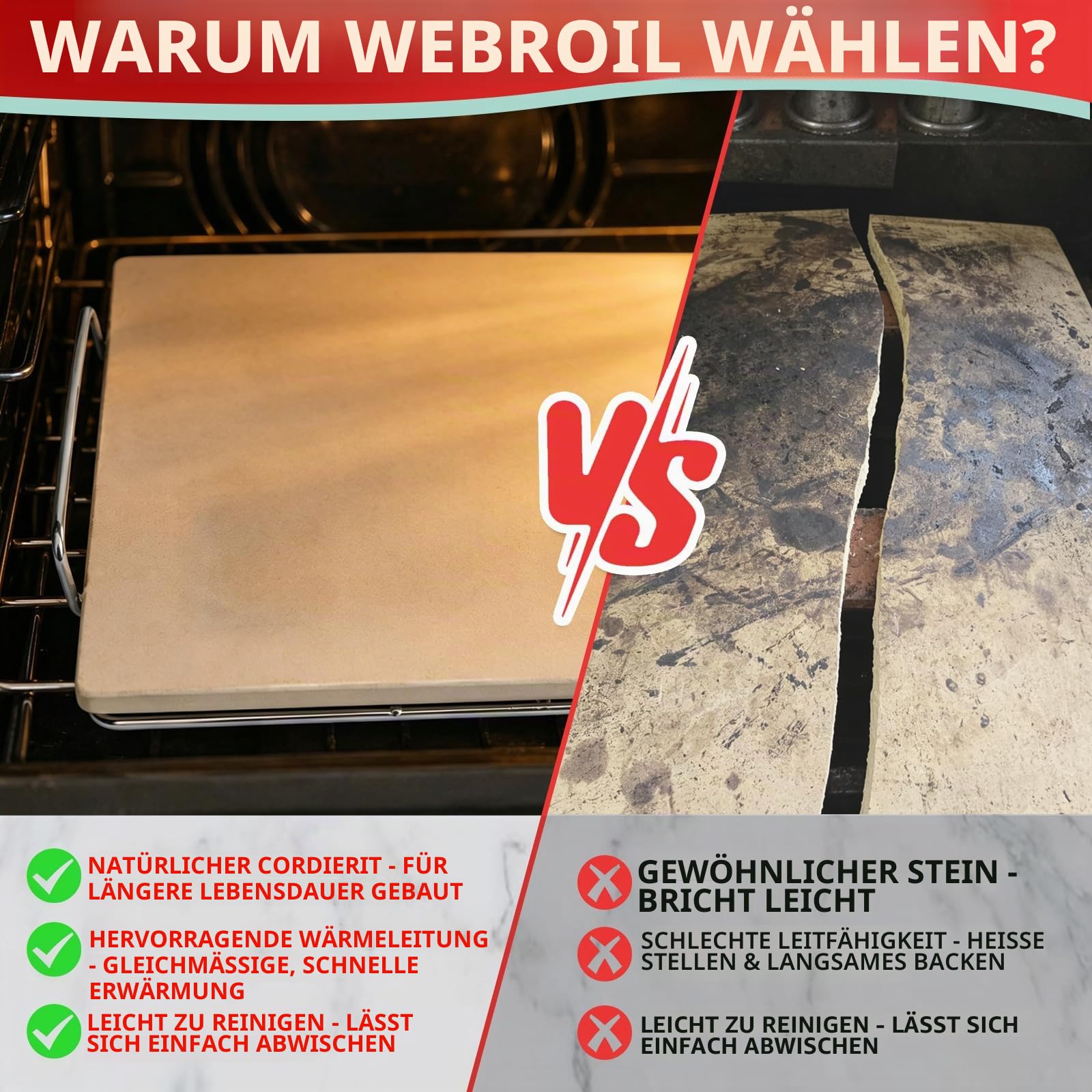 OG900 Pizzastein mit Gestell für Ninja Woodfire OG800/OG900 Series XL Grillzubehör, Rechteck Backstein für Ninja OG850 OG951 OG952 Pro Connect XL Grills