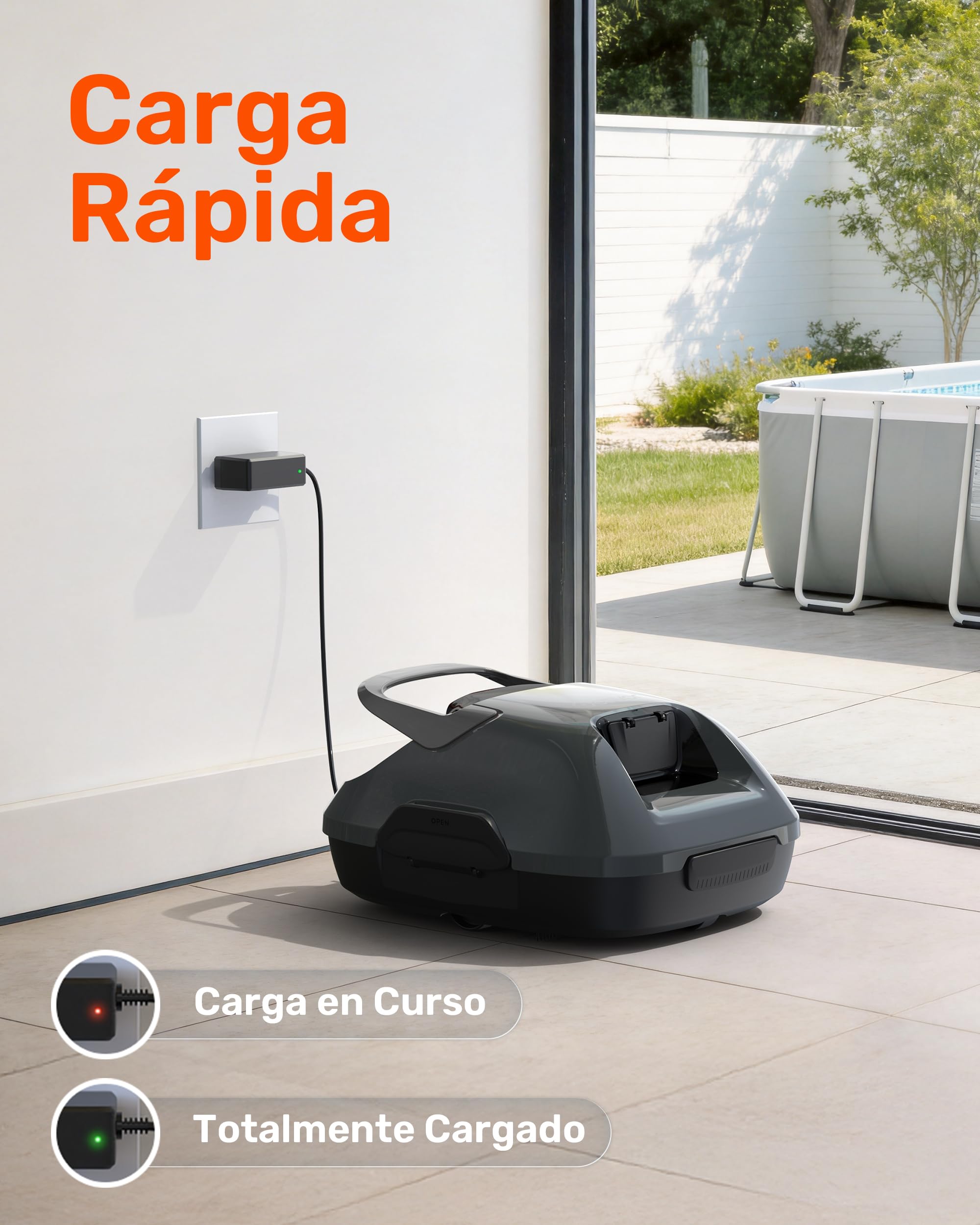 Gosvor Robot limpiafondos automático: 180μm, 90min, autoaparcamiento, 80m² Suelo y subterráneas,Gris Clair