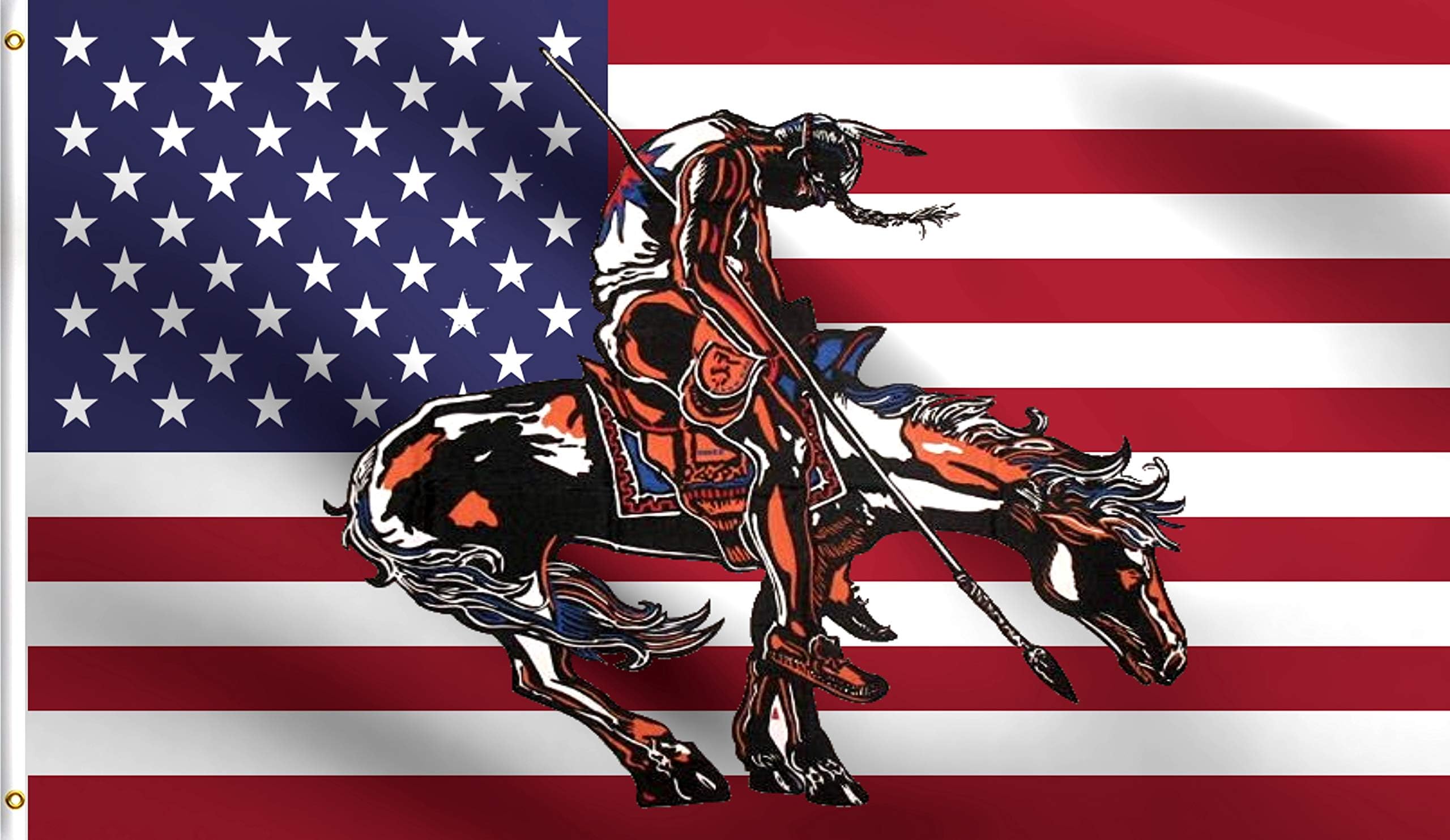 DMSE End Of Trail American Indian Native USA Flag 3X5 Ft Foot 100% Polyester 100D Flag UV Resistant (3' X 5' Ft Foot)