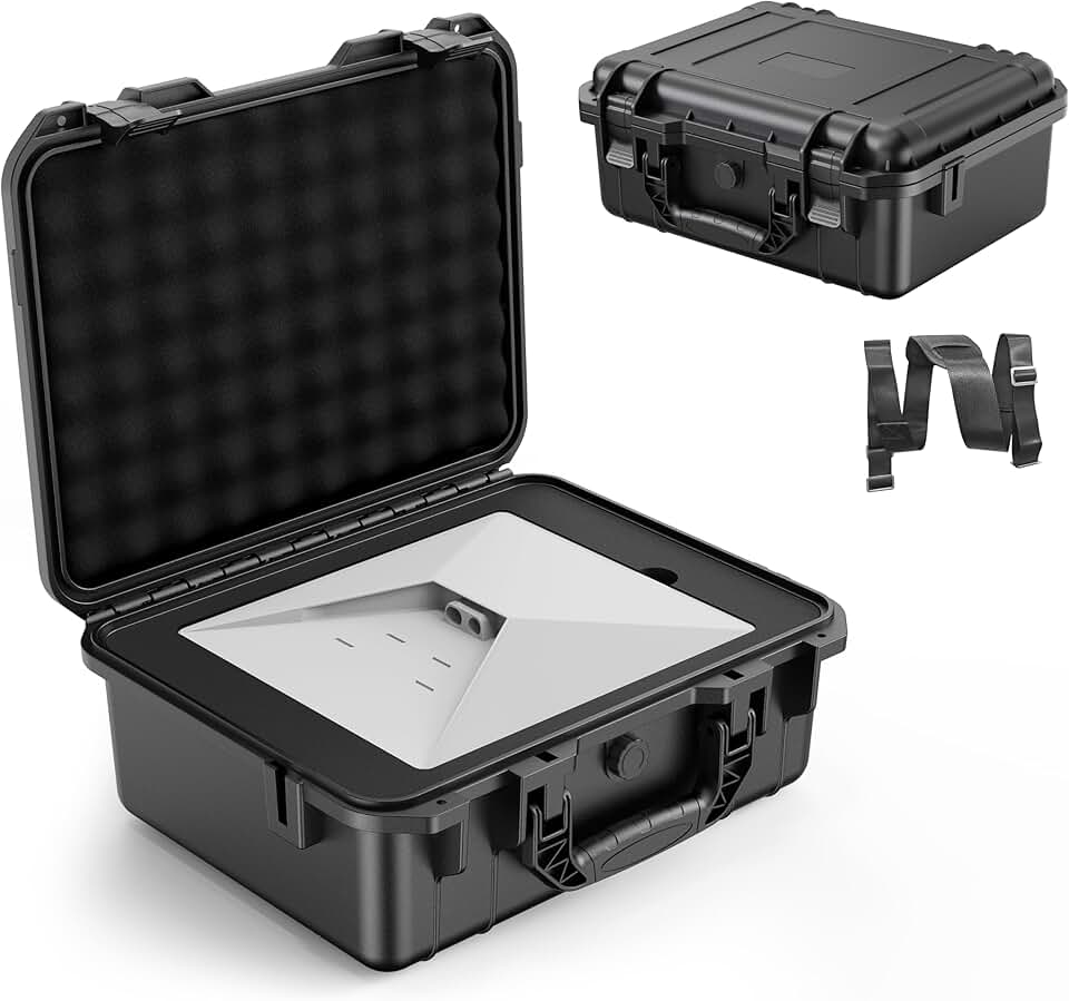 Starlink Mini Case, Ip67 À Prova D'Água, Capa Rígida À Prova D'Água, Compatível Com Starlink Mini Dish Kit, Espuma De Corte De Precisão Para Starlink Mini, Suporte, Adaptador De Tubo, Fonte