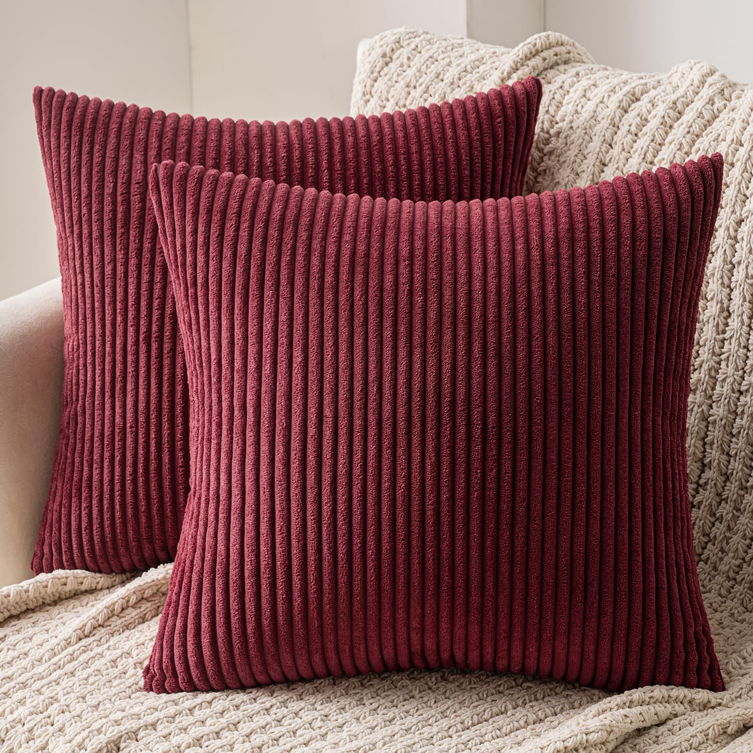 MIULEE Kissenbezug Kordsamt Zierkissenbezug Dekokissen Sofakissen Kord Kissenhülle Dekorative Zierkissenbezüge Weiches Kissen für Sofa Zuhause Schlafzimmer