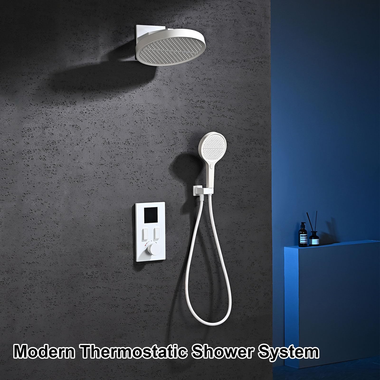 Nowoczesny system prysznicowy Tatic HSS0447, 30,5 cm deszczownica z cyfrowym wyświetlaczem LED, 4-trybowy ręczny zestaw kranów, konstrukcja klucza fortepianowego zapewnia najlepsze wrażenia z