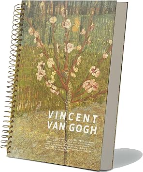 Large Spiral Notebook, B5, 8x10, Hardcover Journal, Lay Flat, Thick Notebook, 300 Page Journal, Lined Journal Notebook, Wide Ruled, Vincent Van Gogh Gifts, Almond Tree in Blossom, Green