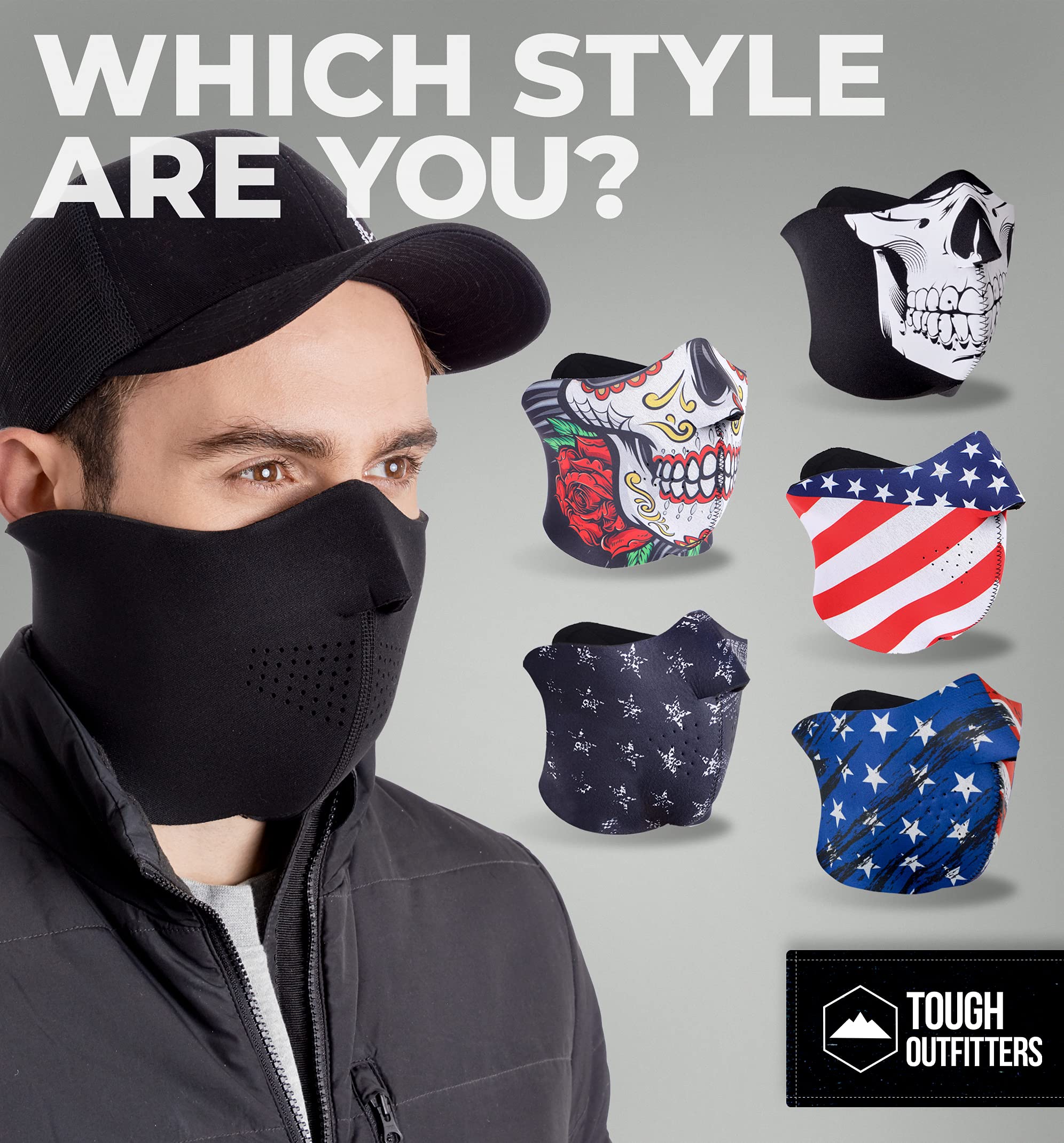 Buy Neoprene Half Face Mask for Cold Weather, Face Mask with Velcro Back, Half Winter Face Mask