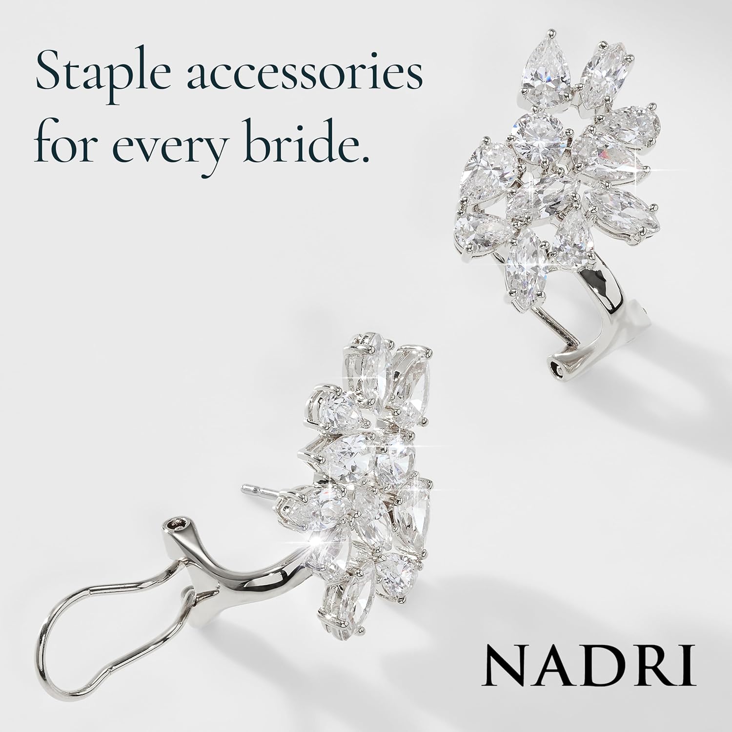 NADRI Wedding Earrings - RSVP CZ Cluster Earrings, 3/4in x 3/4 in, Bridal Earrings, Formal Earrings