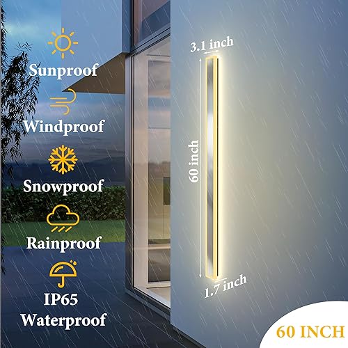 Miniatura 2 de Paquete de 2 lámparas de pared modernas para exteriores de 40 pulgadas, luces de montaje en pared de garaje al aire libre, luz LED RGB moderna de