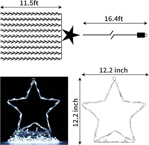 Miniatura 5 de Joiedomi Guirnalda de luces de Navidad al aire libre, 335 LED 8 modos de iluminación, luces de cascada para decoración del árbol de Navidad, fiesta
