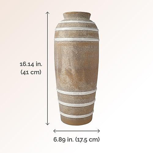 Miniatura 2 de Mikasa Florero de cerámica con rayas texturizadas, 6.89x6.89x16.14 pulgadas