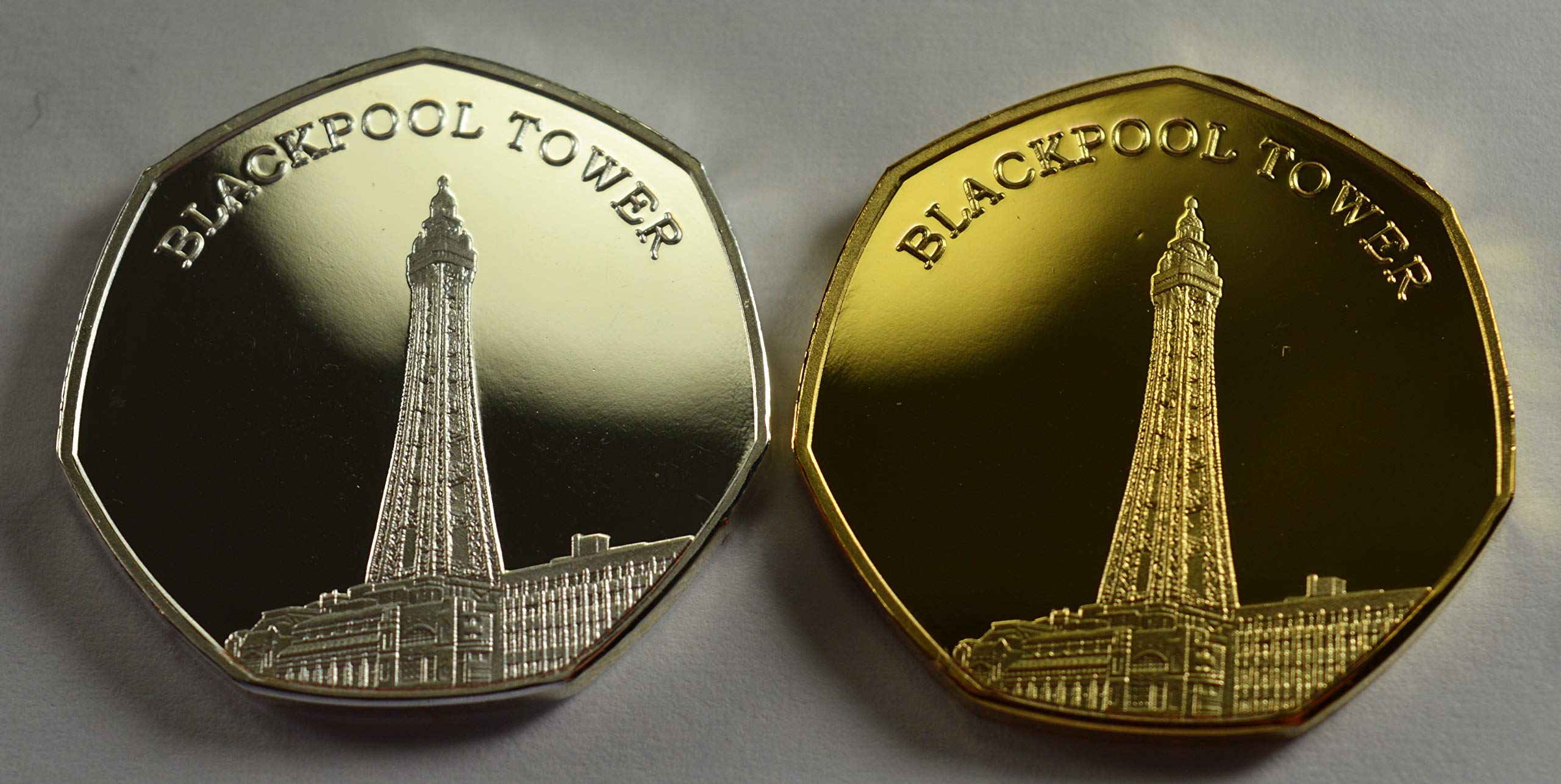 The Commemorative Coin Company Pair of BLACKPOOL TOWER Silver & 24ct Gold Commemoratives Albums/Collectors. British Seaside
