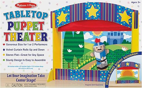 Melissa & Doug Tabletop Puppet Theater - Sturdy Wooden Construction