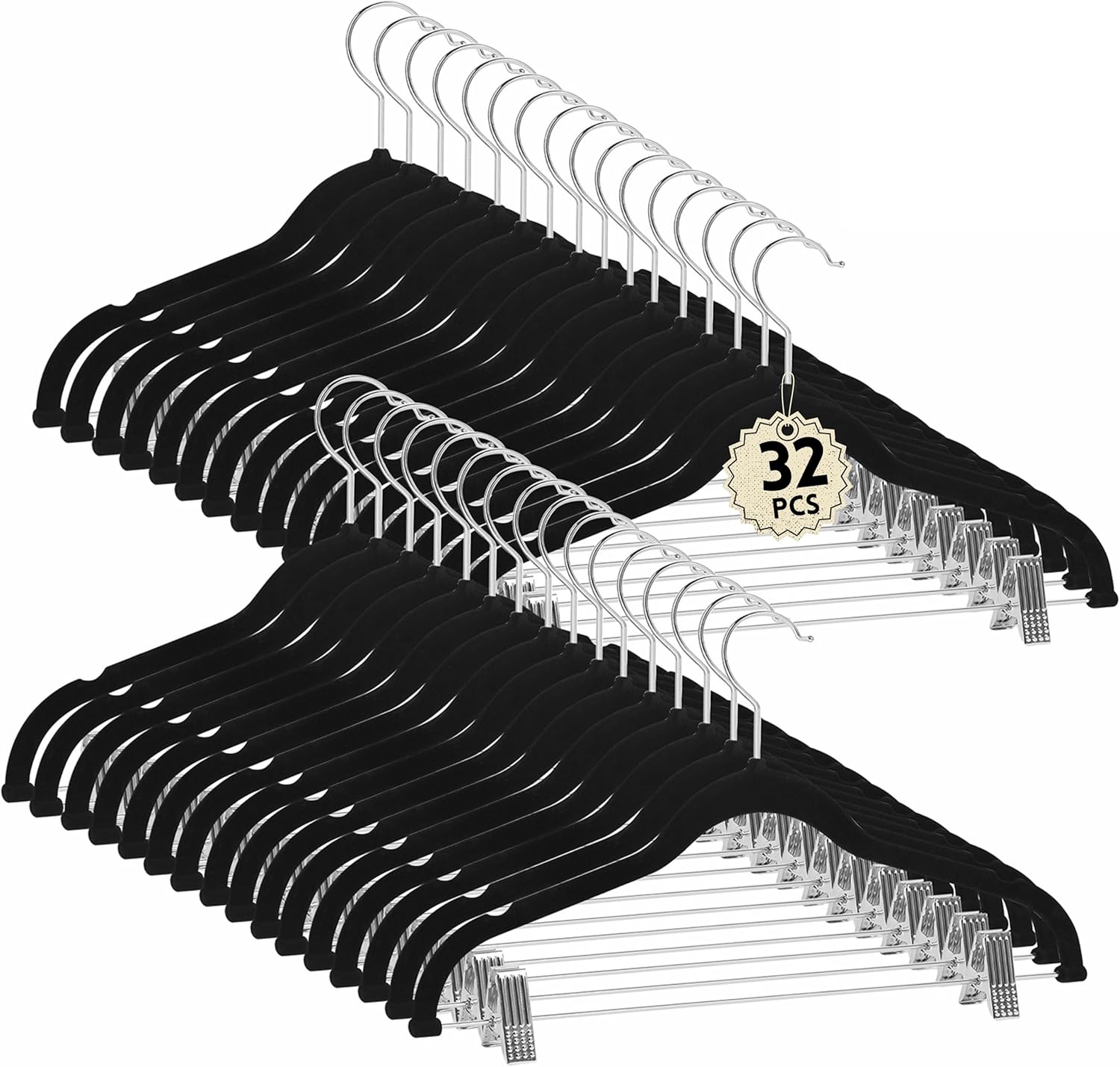 OKAM Velvet Clip Hangers 32Pack Black Skirt, Shirt & Pant Hangers