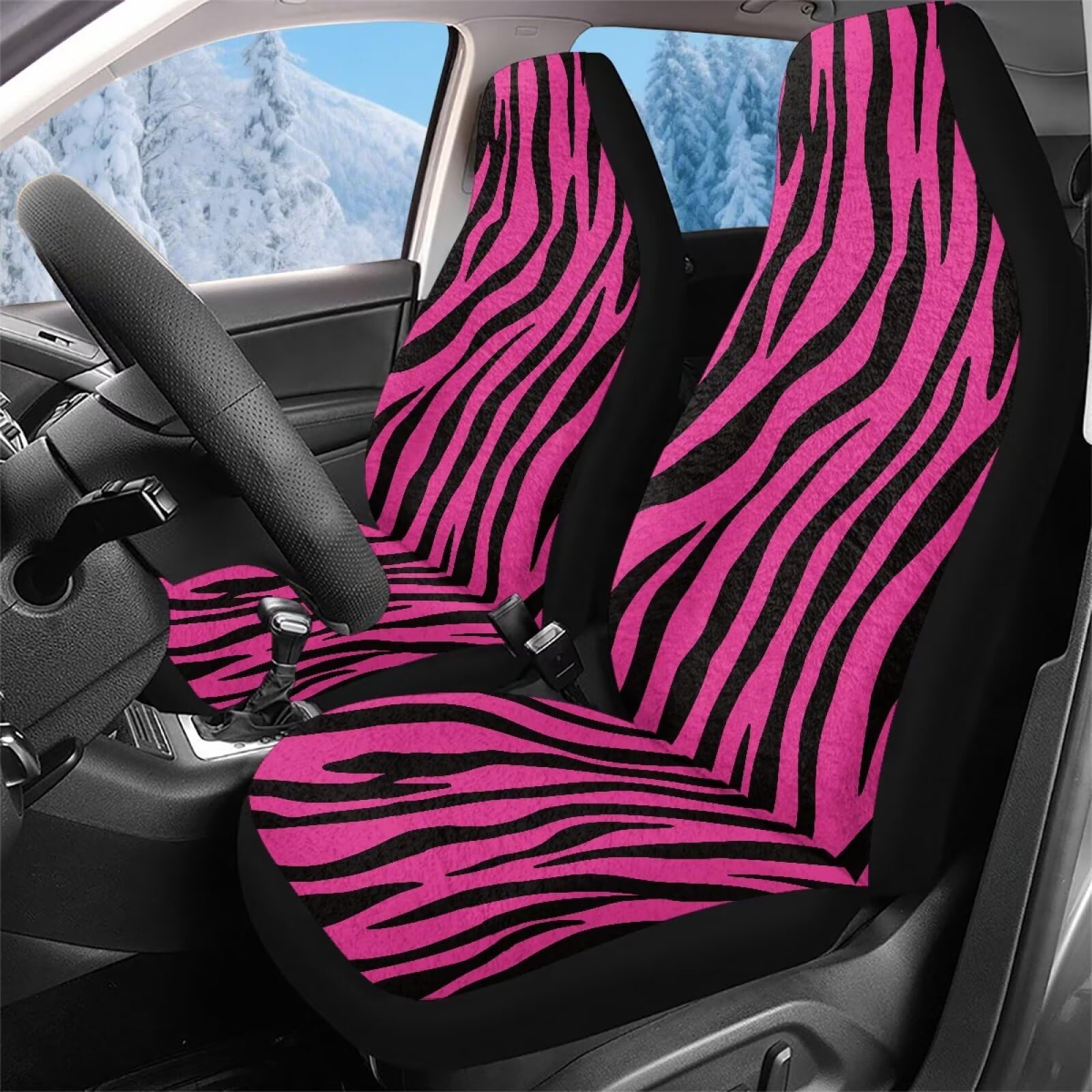 Housse de sieges auto durable imprimé zèbre violet couvre sieges confort 52X138cm voiture
